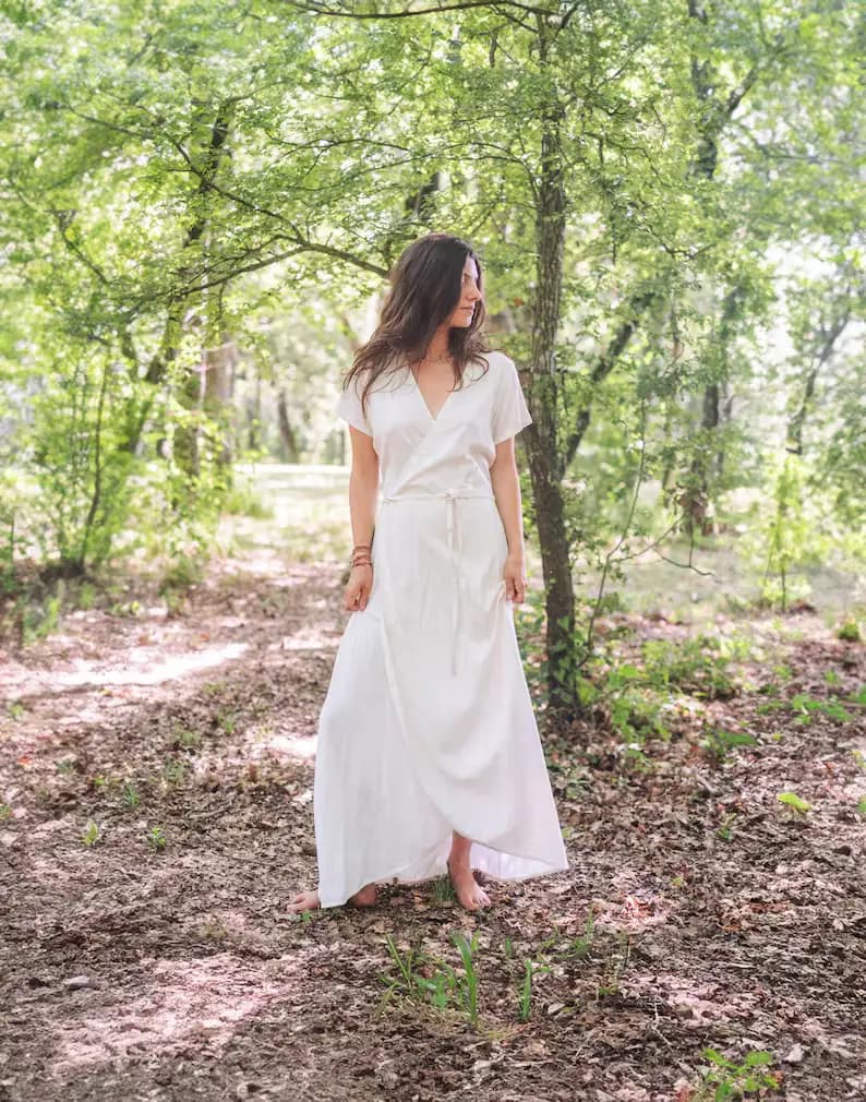 vestido longo em fibra de bananeira